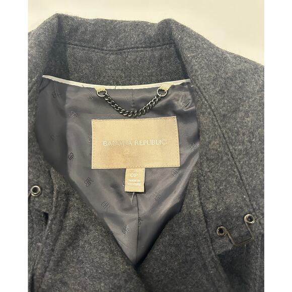 Banana Republic women's Grey Belted Wool Winter Coat Size 0 Size XS - Picture 2 of 8